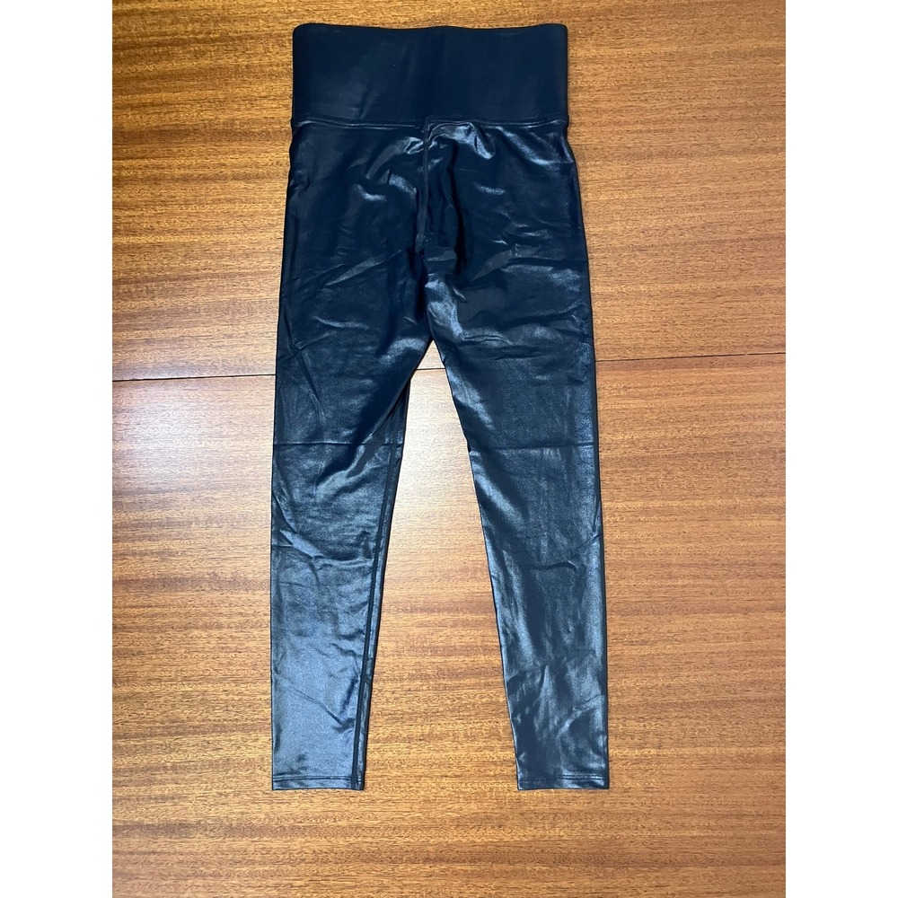Carbon38 Takara Shine High Rise 7/8 Leggings Black Metallic Small Wet Look